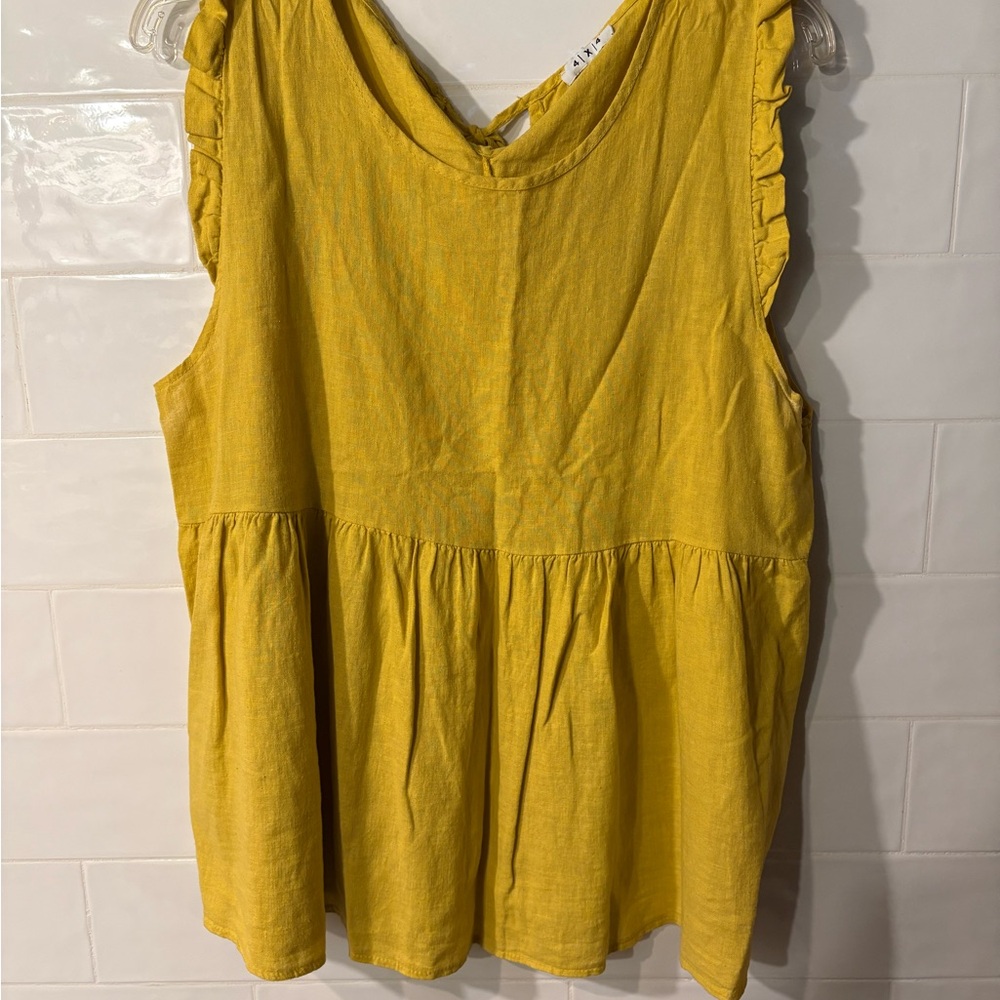 Mustard Ruffle Sleeveless Blouse